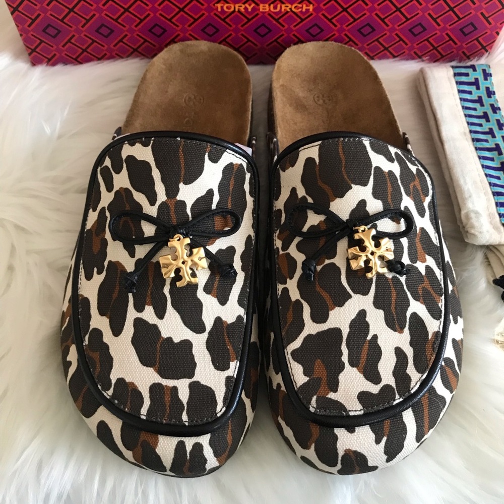 Tory Burch Tory Charm Mule Size 6.5,  7
Color: Reva Leopard